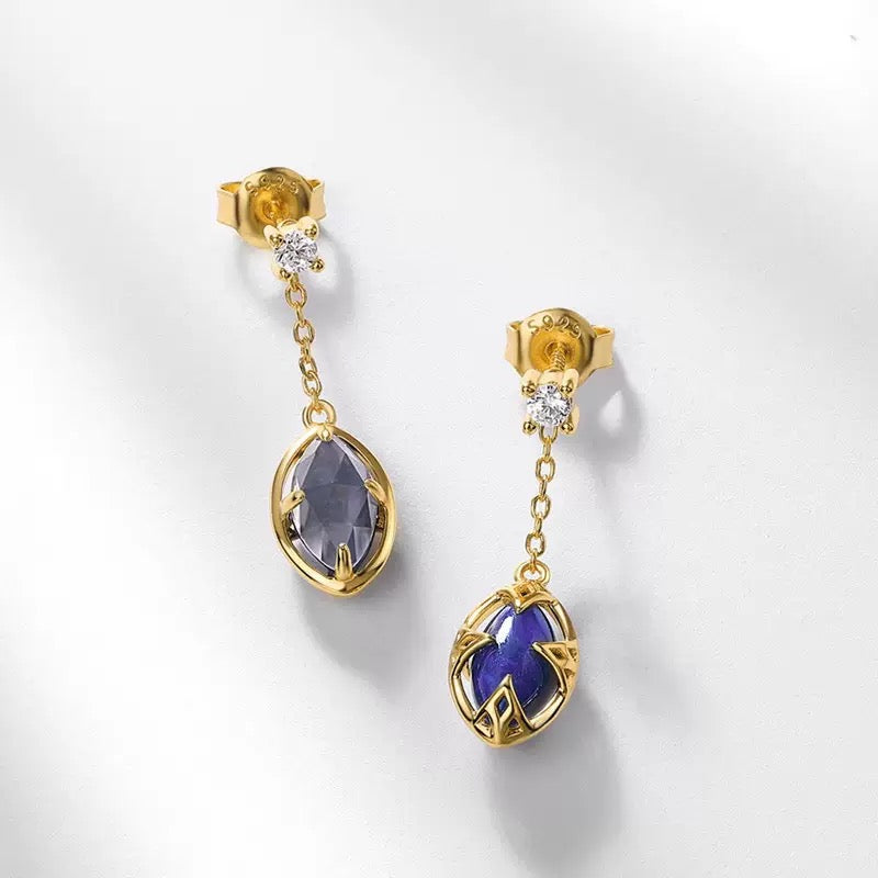 白水晶ラピスラズリ２WAYピアス