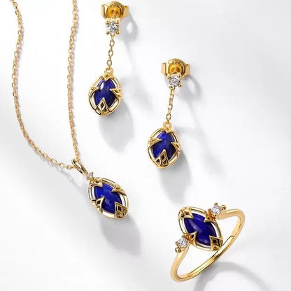 白水晶ラピスラズリ　リバーシブルリング