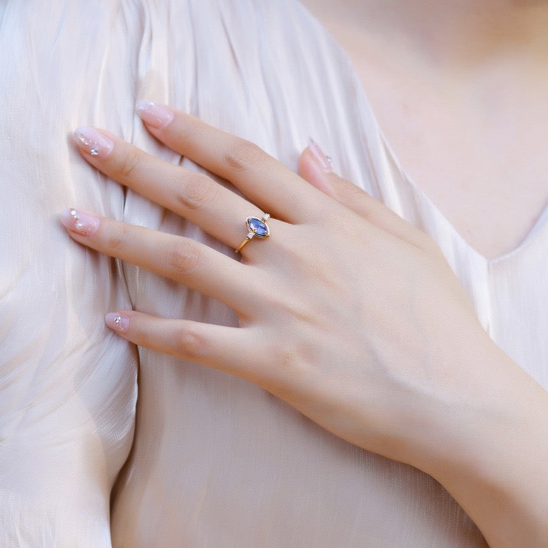 白水晶ラピスラズリ　リバーシブルリング