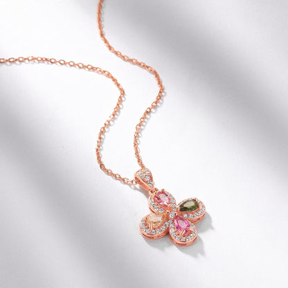 四葉のクローバートルマリンネックレス