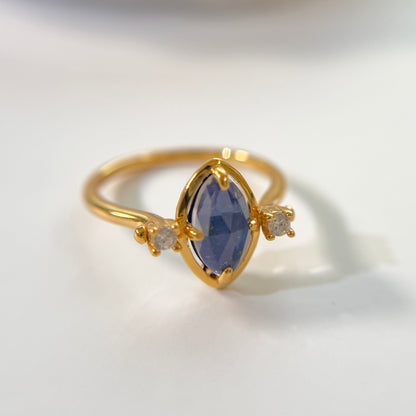 白水晶ラピスラズリ　リバーシブルリング