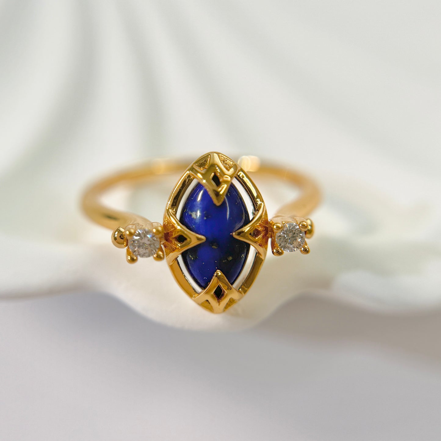 白水晶ラピスラズリ　リバーシブルリング