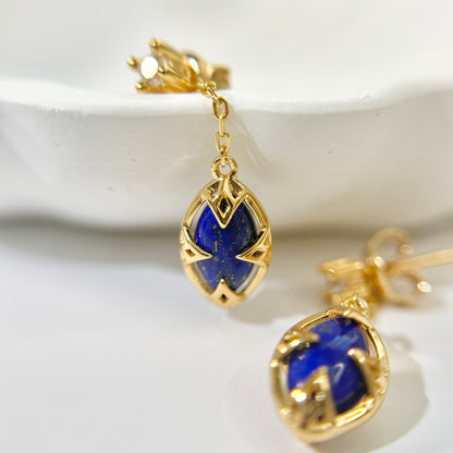 白水晶ラピスラズリ２WAYピアス